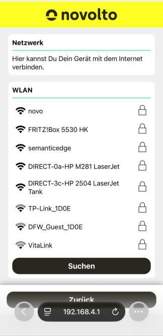 Vyberte domácí Wi-Fi pro novolto Sense