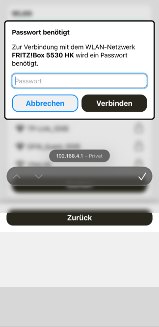 Zadejte heslo Wi-Fi pro novolto Sense